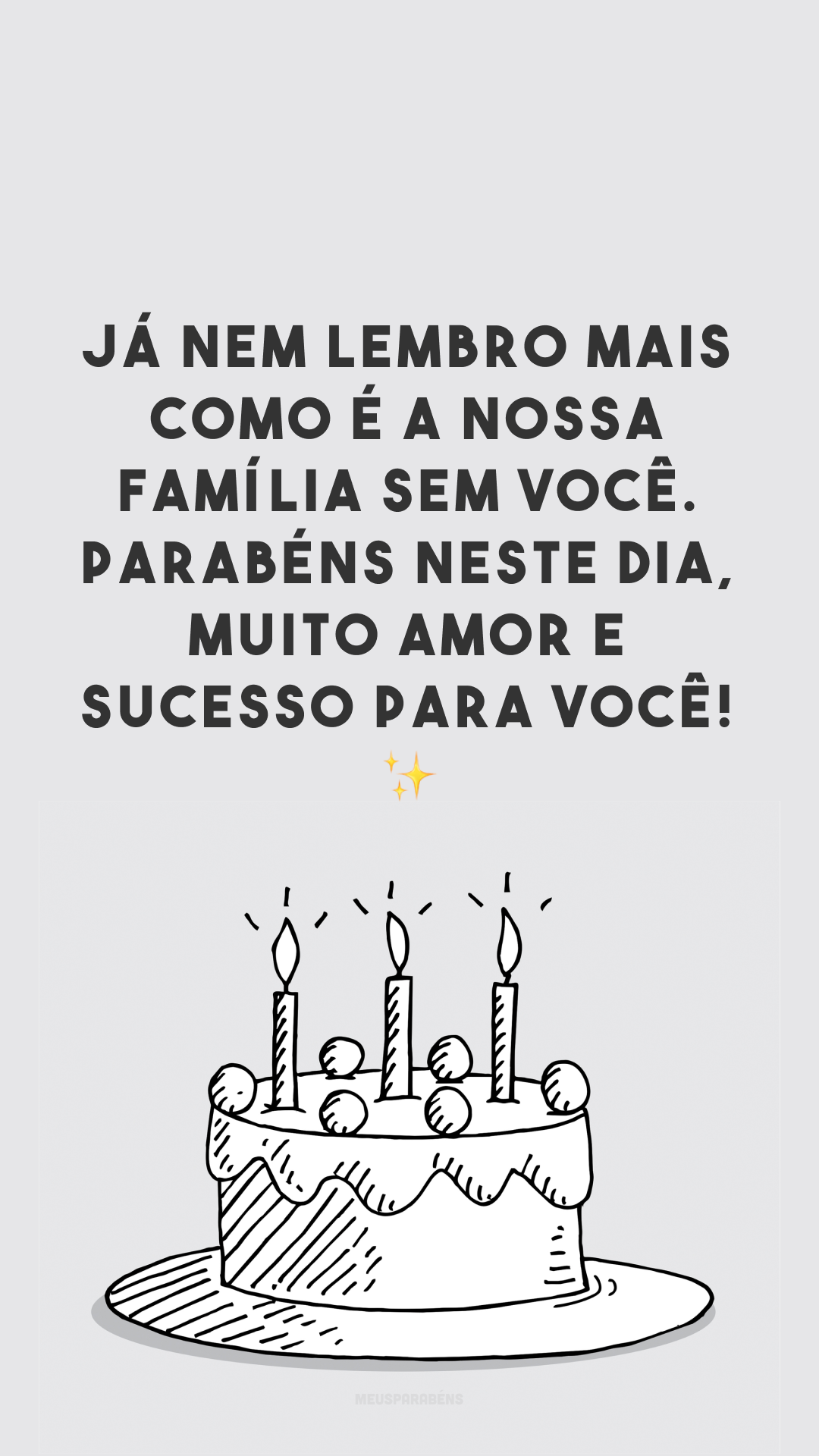 Já nem lembro mais como é a nossa família sem você. Parabéns neste dia, muito amor e sucesso para você! ✨