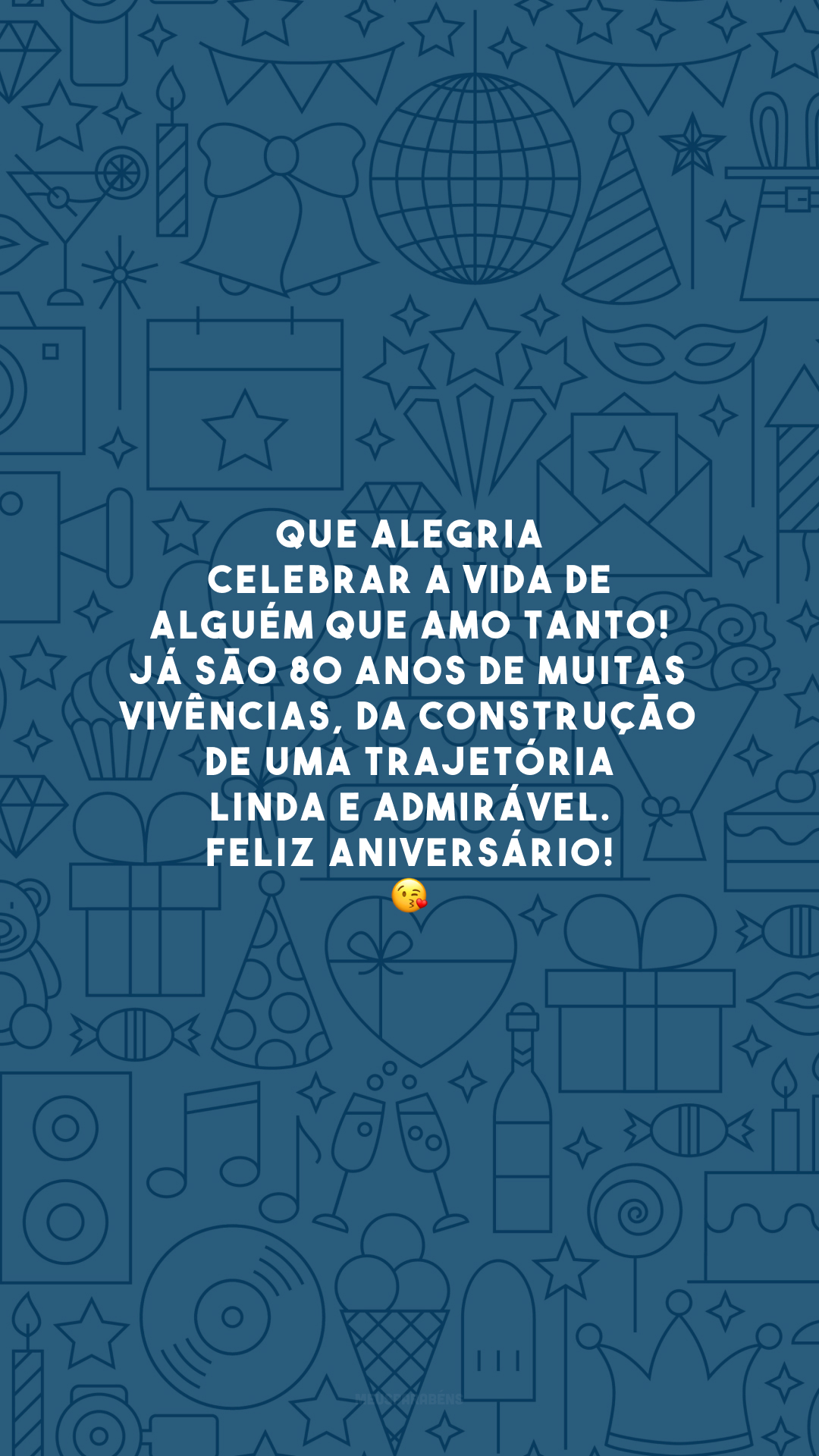 Que alegria celebrar a vida de alguém que amo tanto! Já são 80 anos de muitas vivências, da construção de uma trajetória linda e admirável. Feliz aniversário! 😘