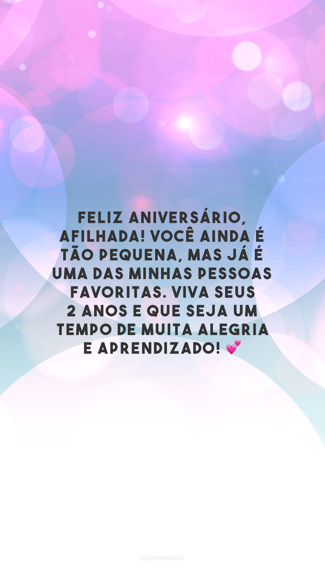 Feliz aniversário, afilhada! Você ainda é tão pequena, mas já é uma das minhas pessoas favoritas. Viva seus 2 anos e que seja um tempo de muita alegria e aprendizado! 💕