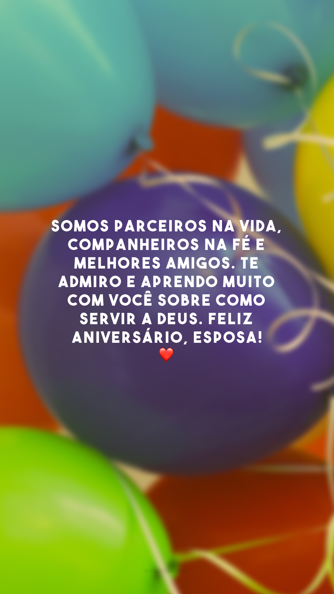 Somos parceiros na vida, companheiros na fé e melhores amigos. Te admiro e aprendo muito com você sobre como servir a Deus. Feliz aniversário, esposa! ❤️