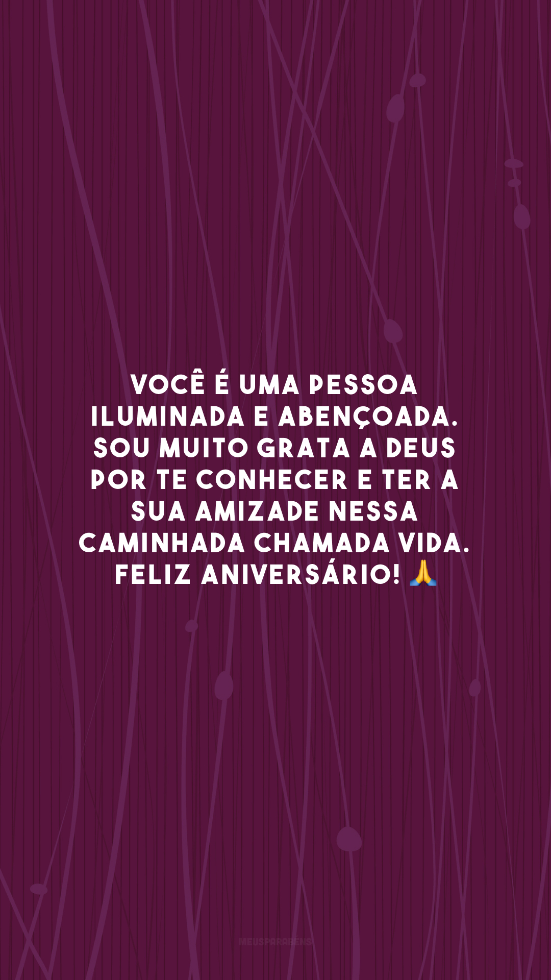 Você é uma pessoa iluminada e abençoada. Sou muito grata a Deus por te conhecer e ter a sua amizade nessa caminhada chamada vida. Feliz aniversário! 🙏