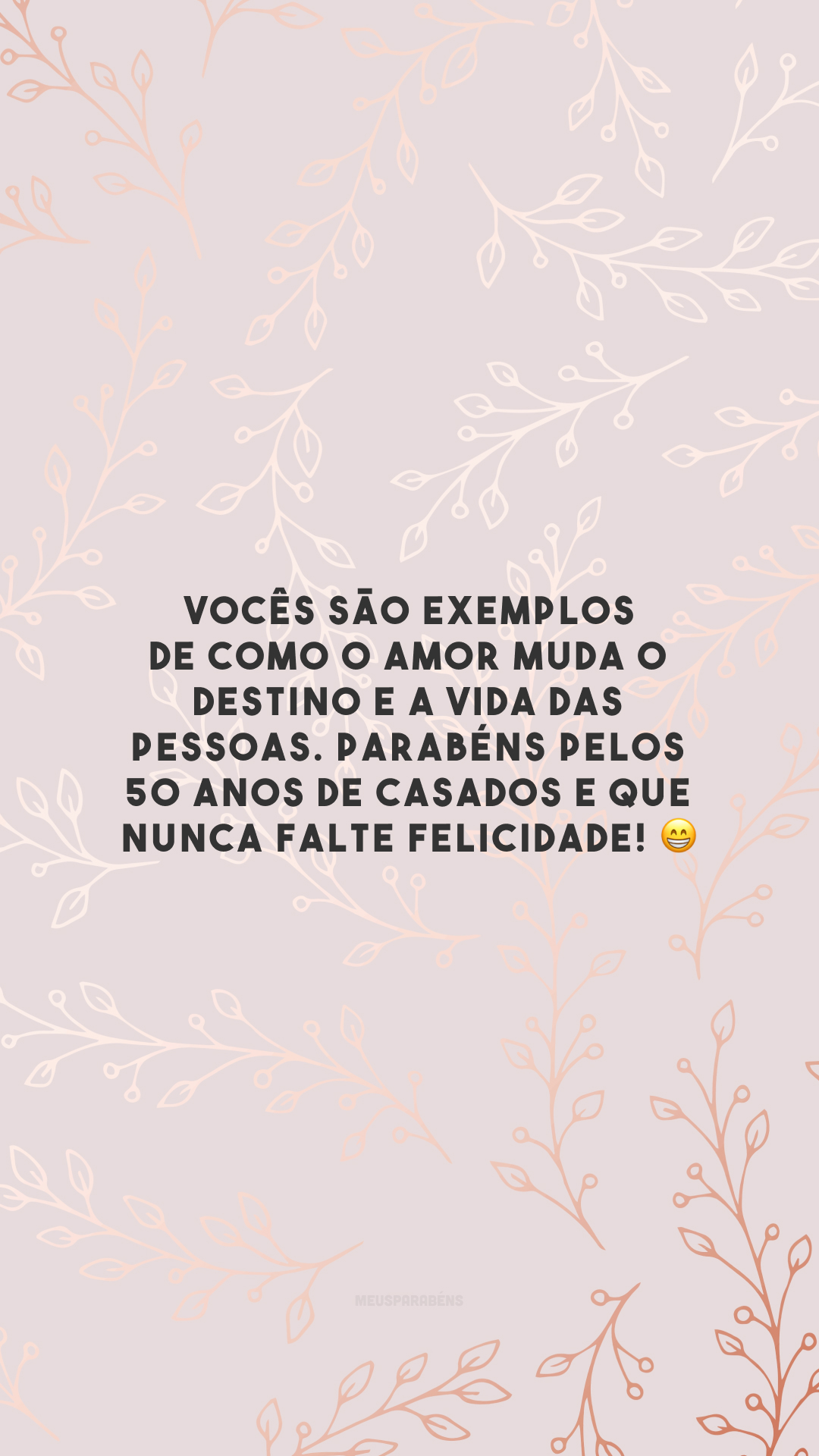 Vocês são exemplos de como o amor muda o destino e a vida das pessoas. Parabéns pelos 50 anos de casados e que nunca falte felicidade! 😁