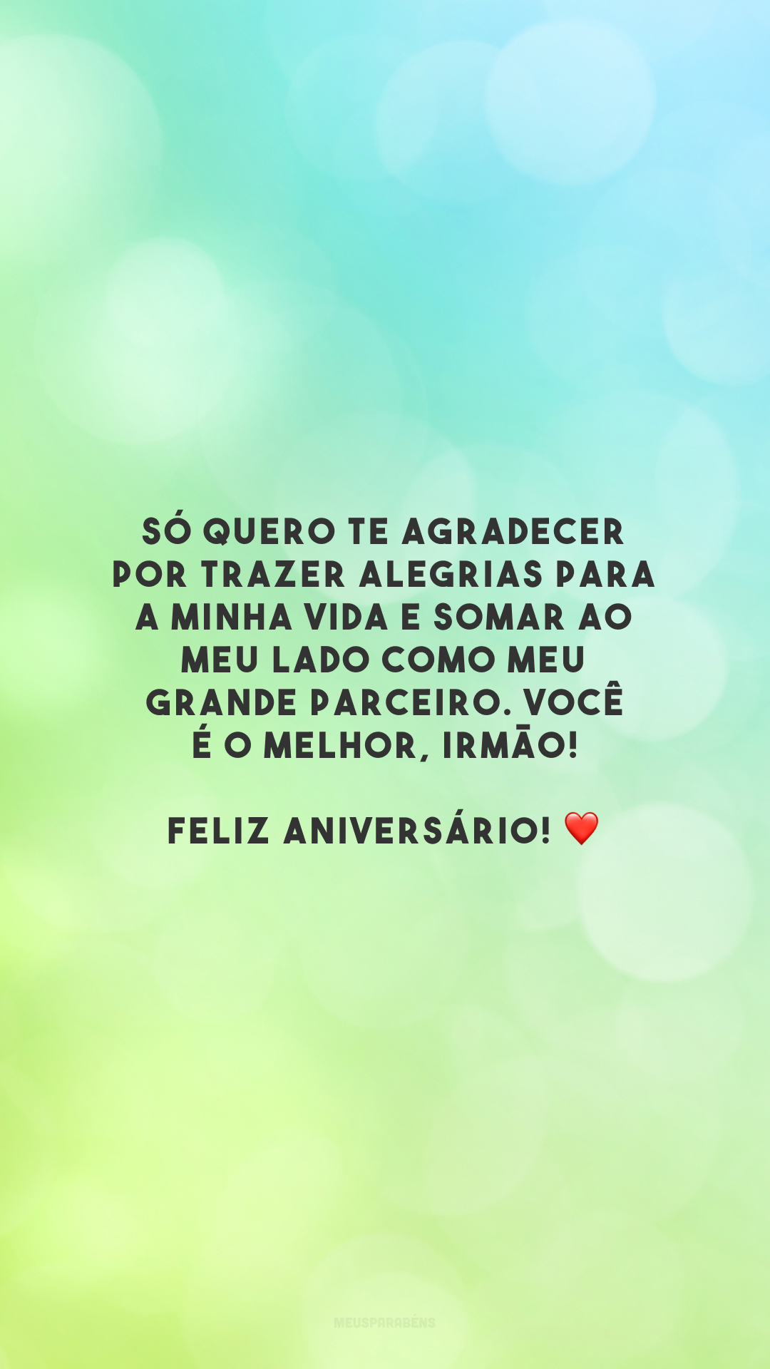 Só quero te agradecer por trazer alegrias para a minha vida e somar ao meu lado como meu grande parceiro. Você é o melhor, irmão! Feliz aniversário! ❤️