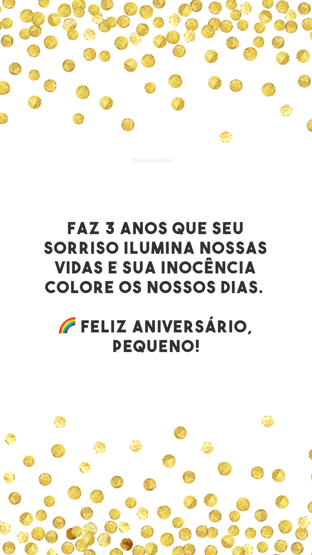 Faz 3 anos que seu sorriso ilumina nossas vidas e sua inocência colore os nossos dias. 🌈 Feliz aniversário, pequeno!