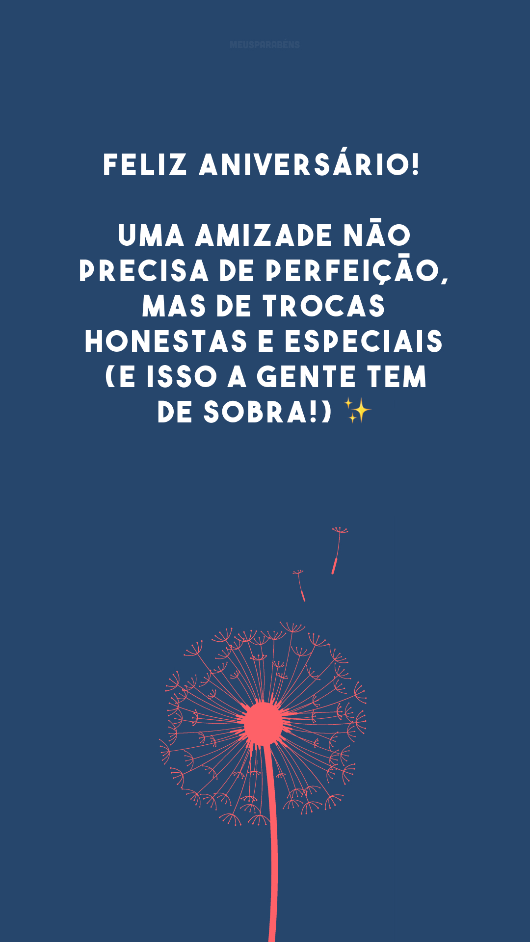 Feliz aniversário! Uma amizade não precisa de perfeição, mas de trocas honestas e especiais (e isso a gente tem de sobra!) ✨