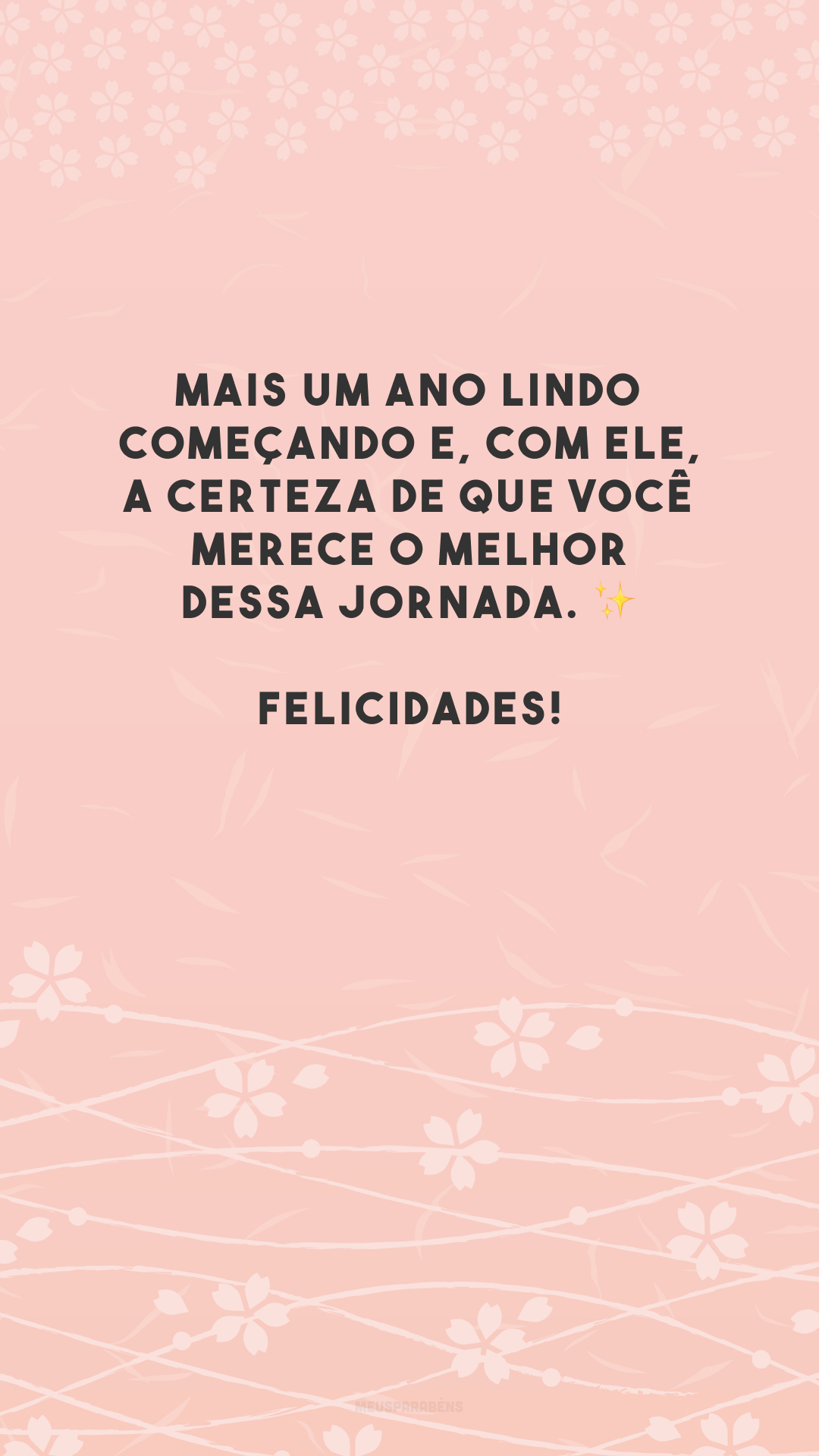 Mais um ano lindo começando e, com ele, a certeza de que você merece o melhor dessa jornada. ✨ Felicidades!