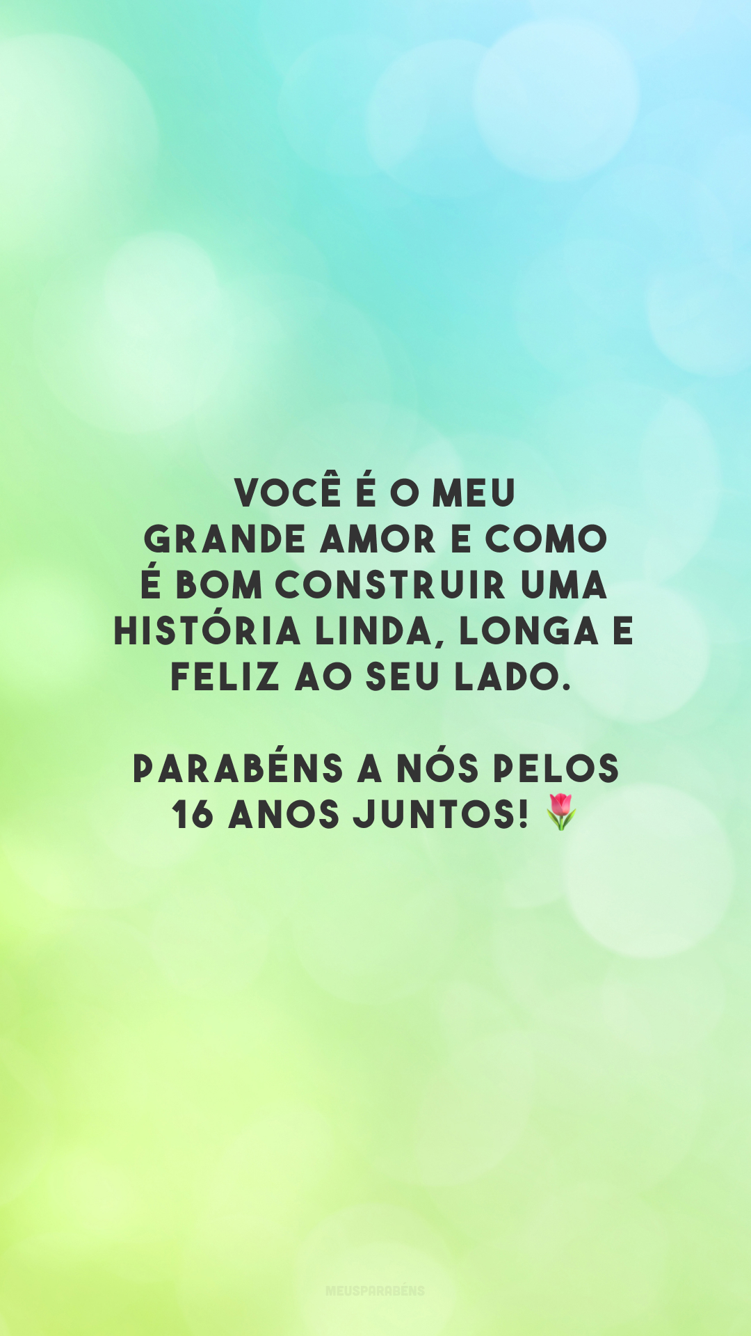 Você é o meu grande amor e como é bom construir uma história linda, longa e feliz ao seu lado. Parabéns a nós pelos 16 anos juntos! 🌷