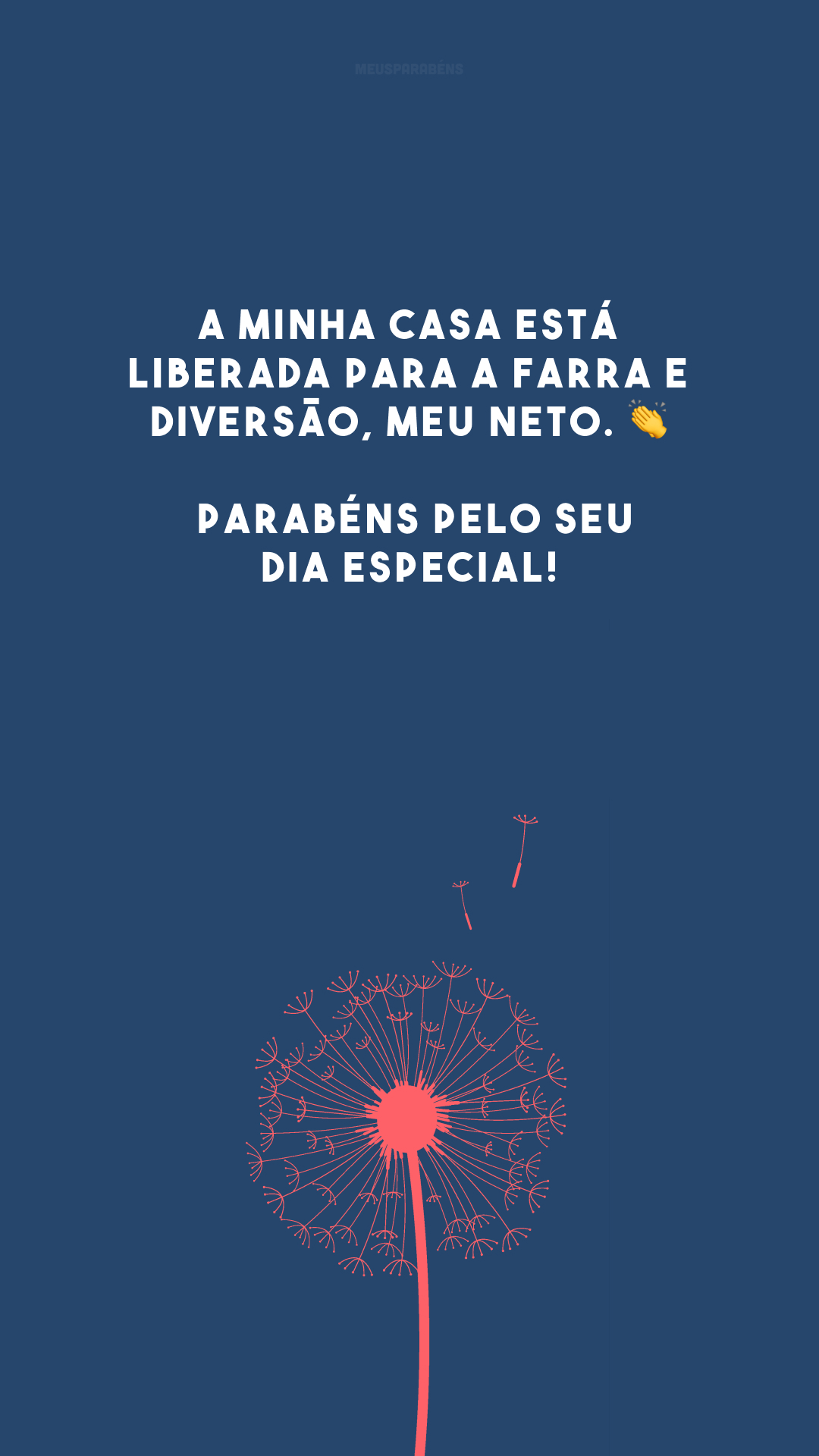 A minha casa está liberada para a farra e diversão, meu neto. 👏 Parabéns pelo seu dia especial!